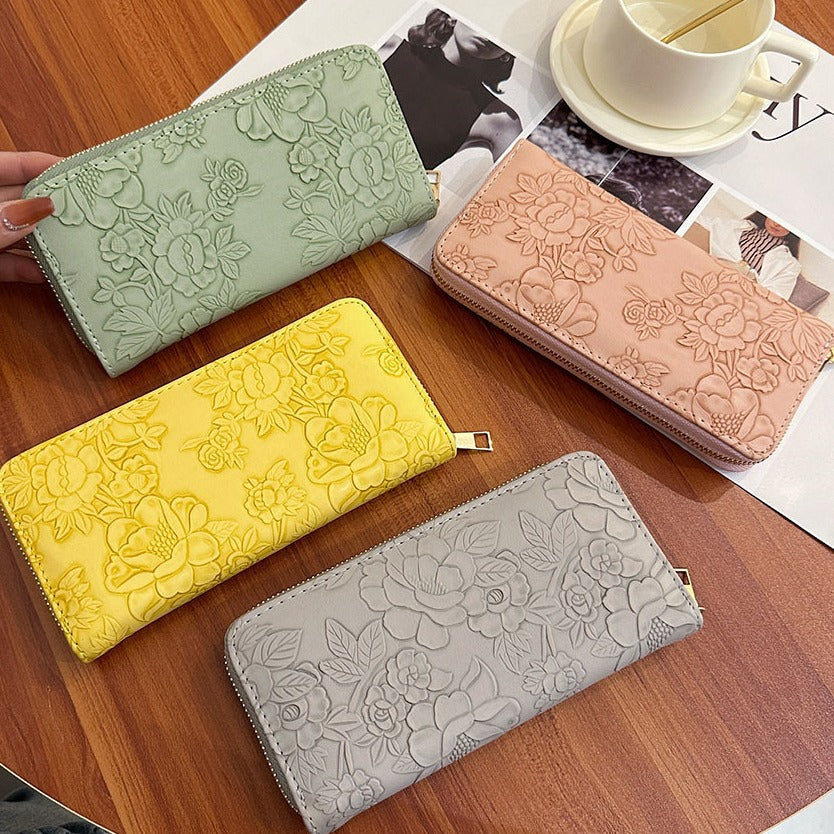 Women's Simple Embossed Large Capacity Multi Slots Bags
