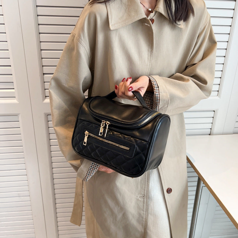 Large Capacity Toiletry Portable Cosmetics Storage Rhombus Material More Cosmetic Bags