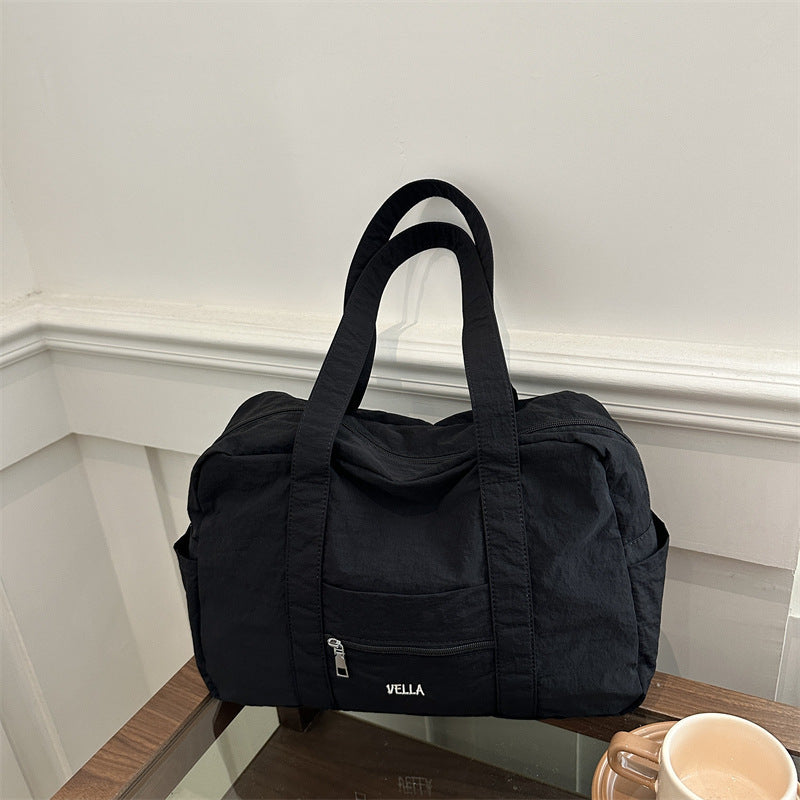 Simple Solid Color Tooling Style Leisure Large Women's Shoulder Bag
