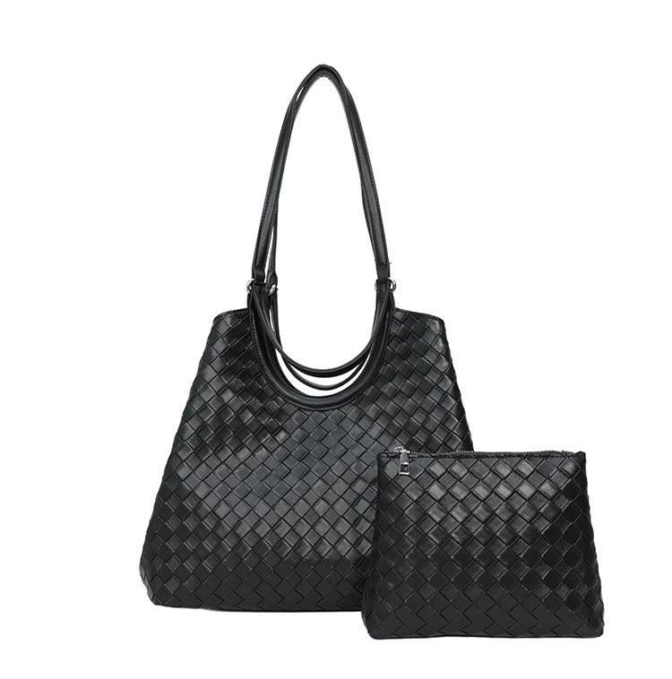 Retro Imitation Woven Pattern Simple Large Capacity Shoulder Bags