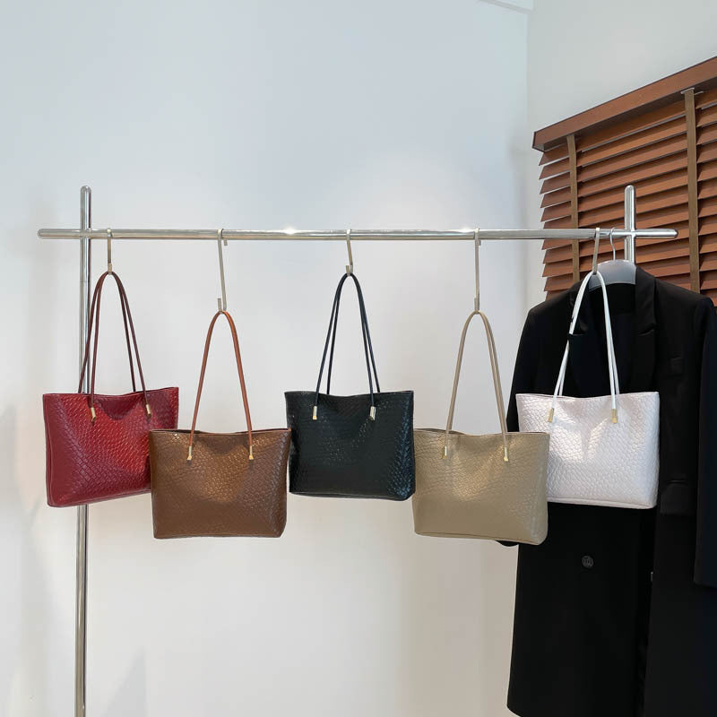 Women's Woven Pattern Spring Fashion Retro Texture Large Women's Shoulder Bag
