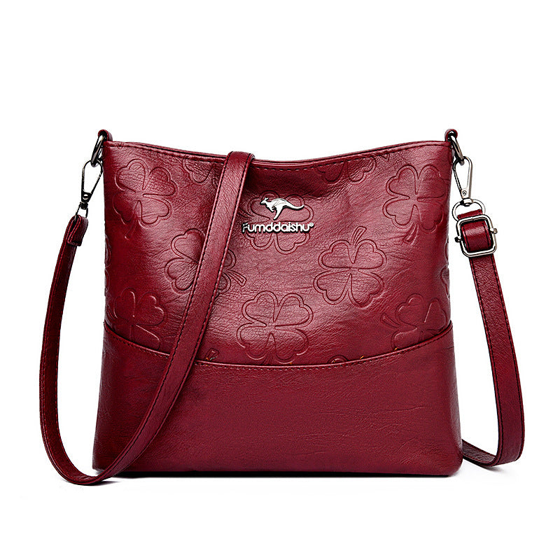 Women's Fashion Mom Leather Embossed Large Capacity Women's Messenger Bag