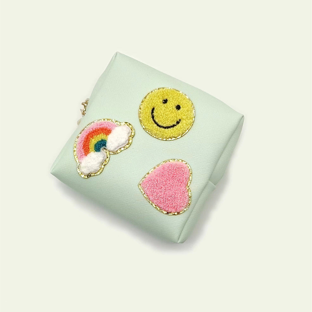 Women's Sanitary Napkin Towel Embroidery Letter Storage Toiletries Makeup Bag