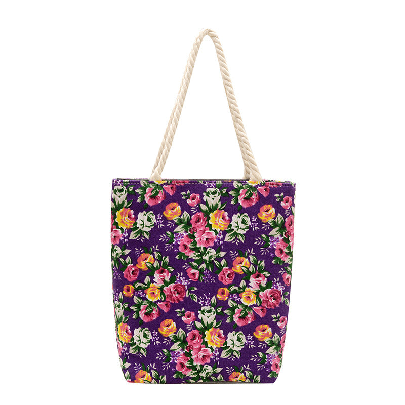 Women's Printed Canvas Floral Cloth Ethnic Style Women's Shoulder Bag