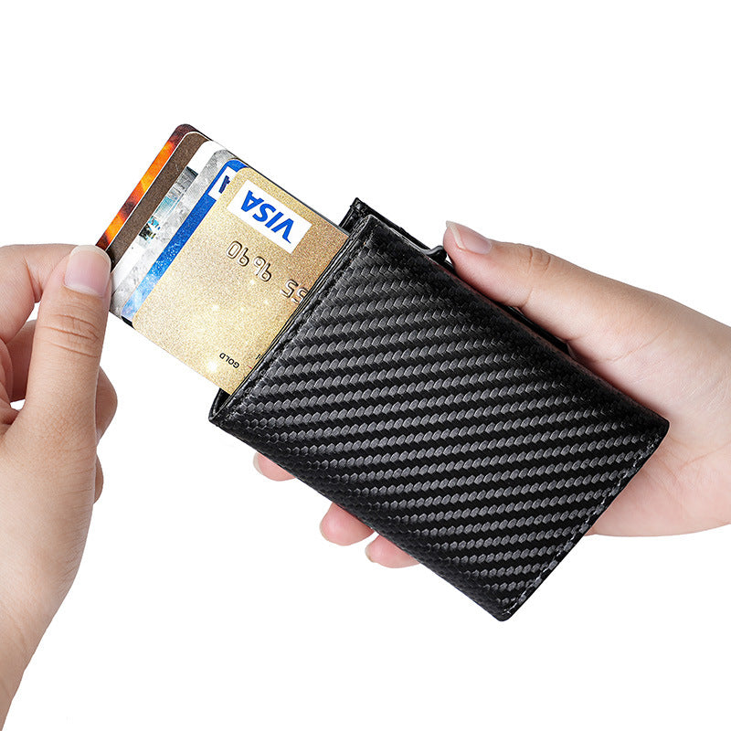 Fiber Pattern Automatic Pop-up Male Positioning Tracker Magnetic Card Holder