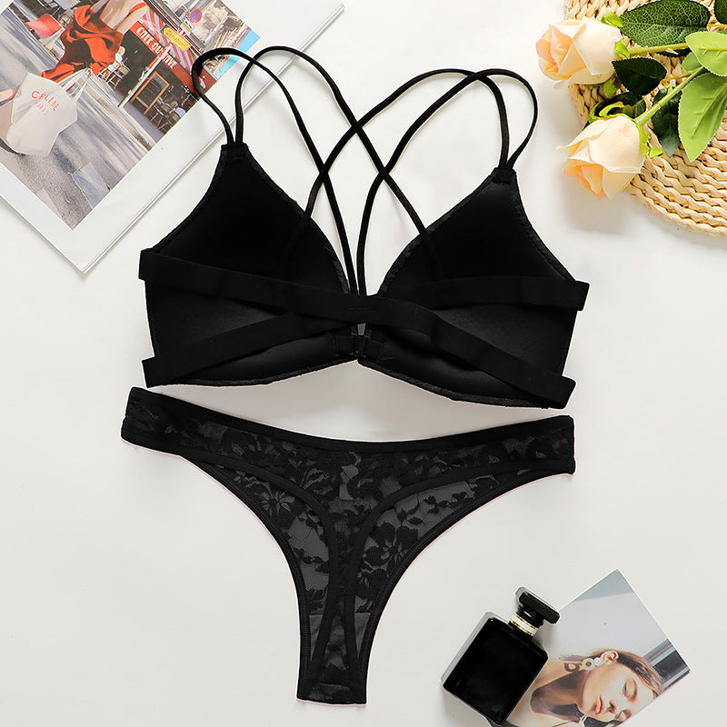Sexy Lace Bare Back Front Buckle Lingerie Sets