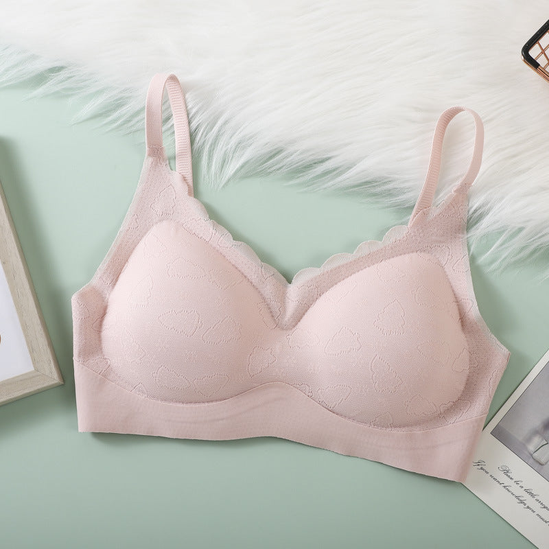 Women's Wireless Large Push Up Breast Holding Adjustable Lace Everyday Bras