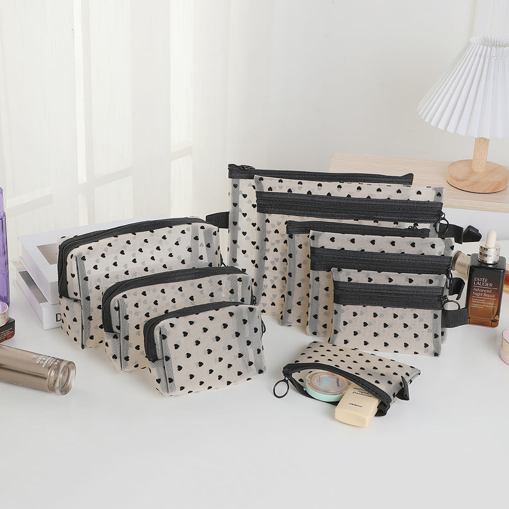 Women's Mesh Style Super Hot Portable Love Makeup Bag