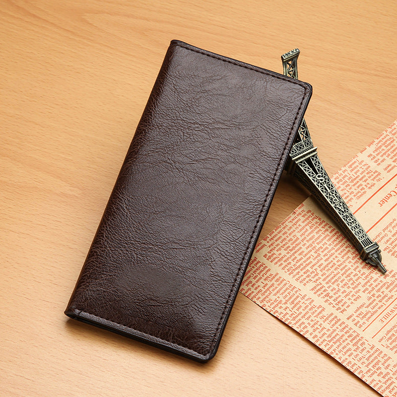 Men's Long Green Multiple Slots Leisure Trendy Men's Wallets