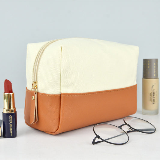 Color Contrast Stitching Canvas Wind Good-looking Cosmetic Bags
