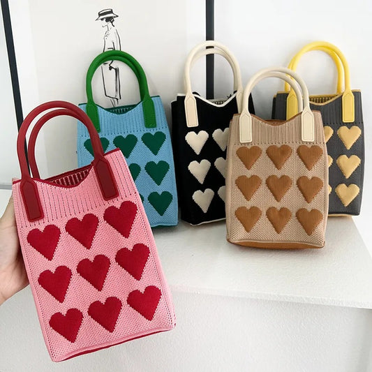 Love Knitted Large Capacity Totes Woolen Handbags