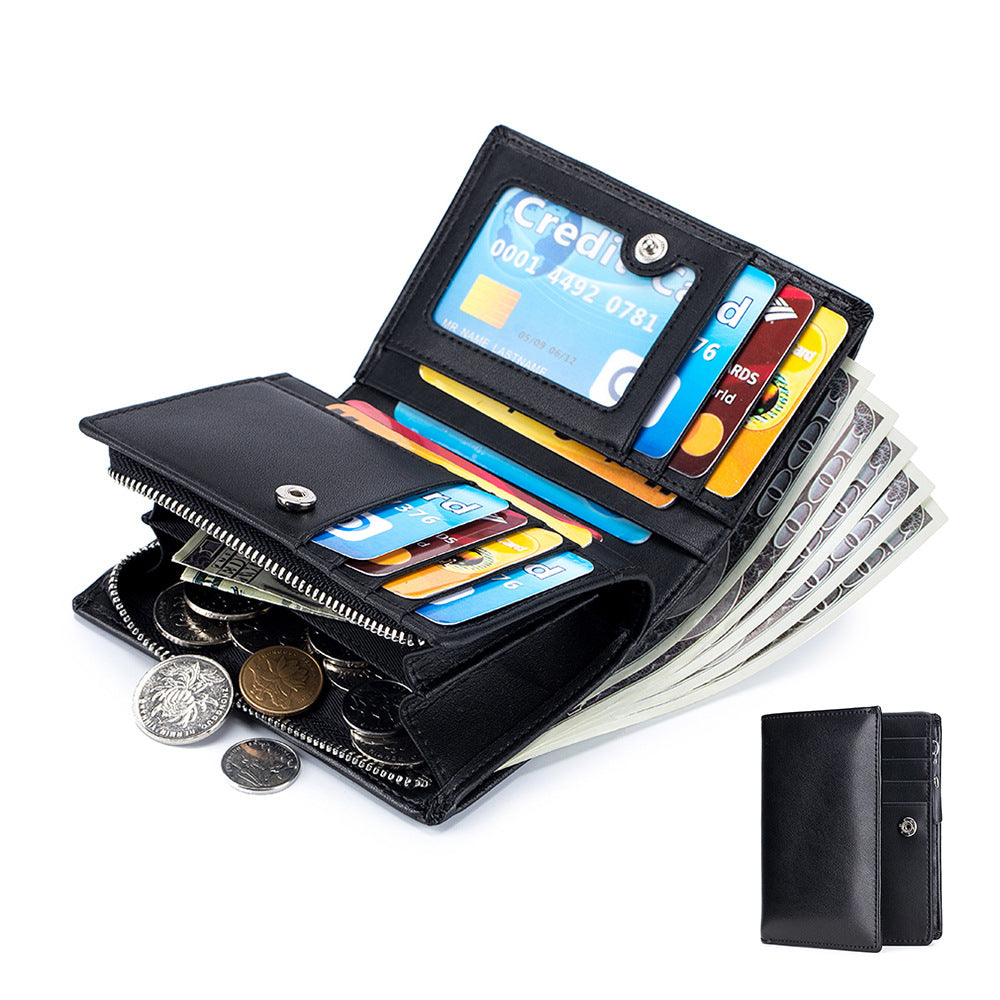 Men's Leather Short Zipper Vertical Soft Men's Wallets