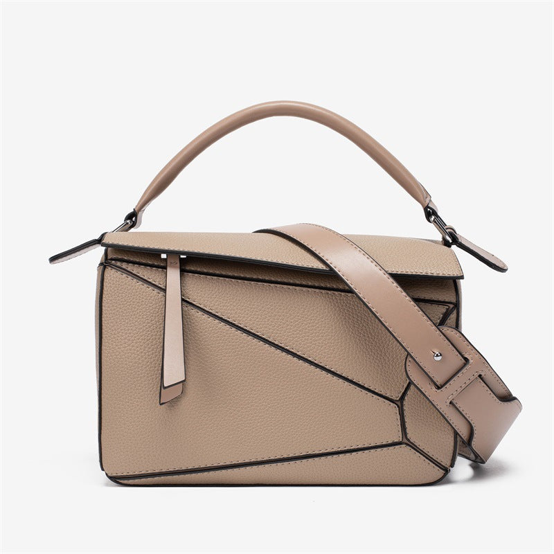 Stitching Geometric Lychee Pattern Lightweight Large Crossbody Bags