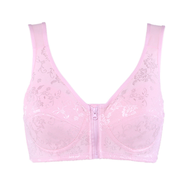 Women's Zipper Thin Lace Breathable Purified Cotton Everyday Bras