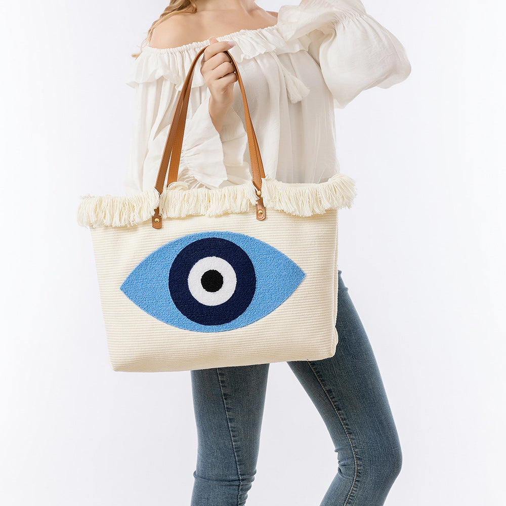 Women's Towel Embroidery Canvas Bohemian Ethnic Style Tote Bags