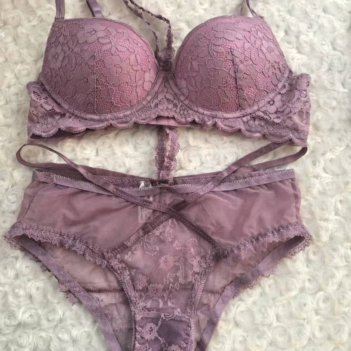 French Underwear Sexy Lace Halter Thin Belt Steel Ring Lingerie Sets