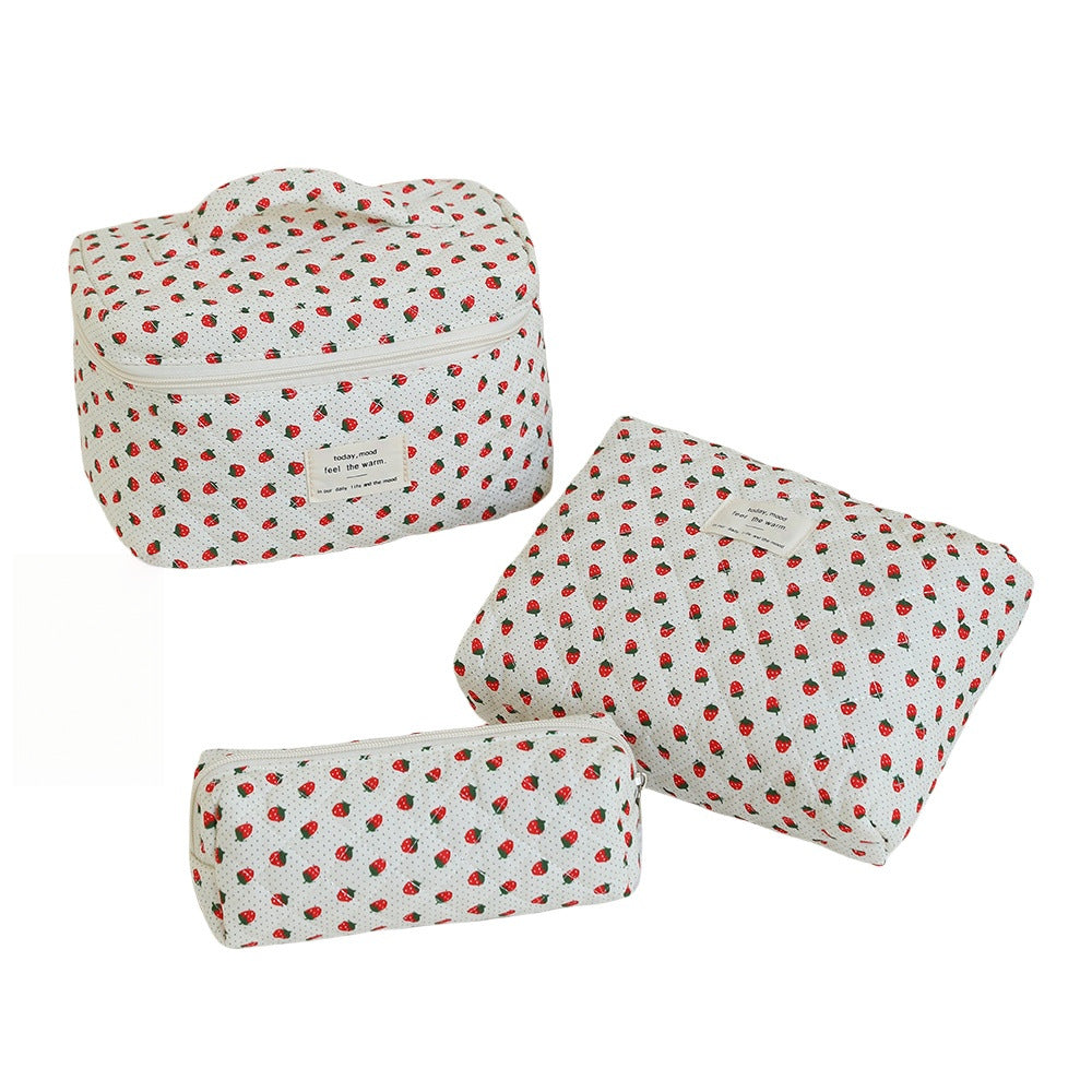 Large Capacity Portable Floral Cosmetics Storage Cosmetic Bags