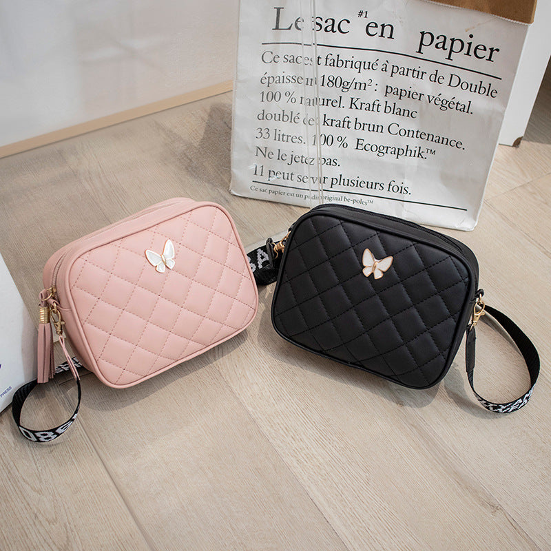 Stylish Pretty Women's Diamond Plaid Tassel Bags