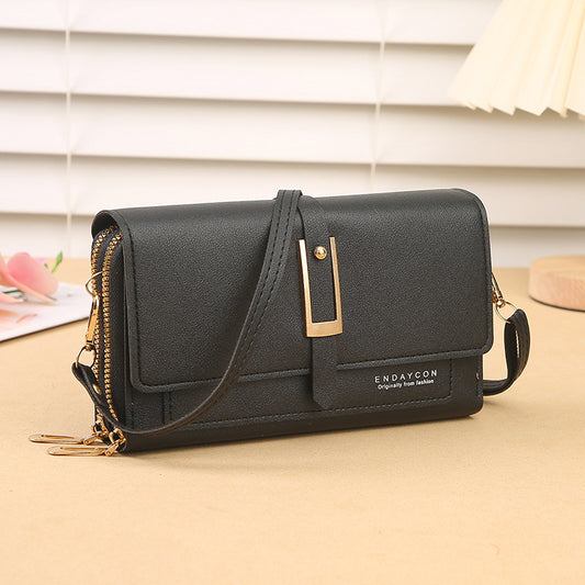 Women's Korean Stylish Versatile Zipper Solid Color Shoulder Bags