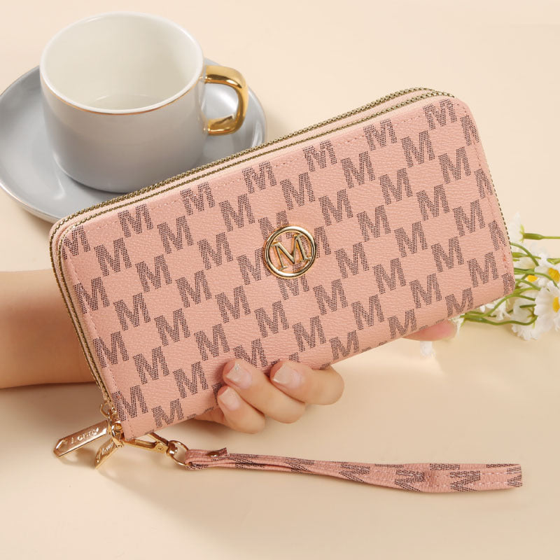 Women's Fashion Double Zipper Long Printed Clutch Multiple Slots Large Capacity Ladies Wallet