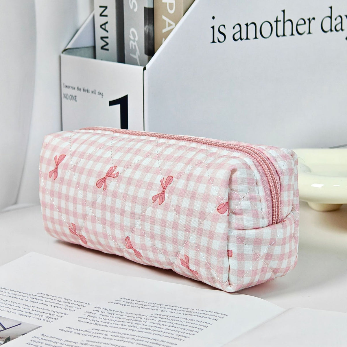 Wind Large Capacity Fabric Bow Printing Buggy Minority Simple Stationery Bags