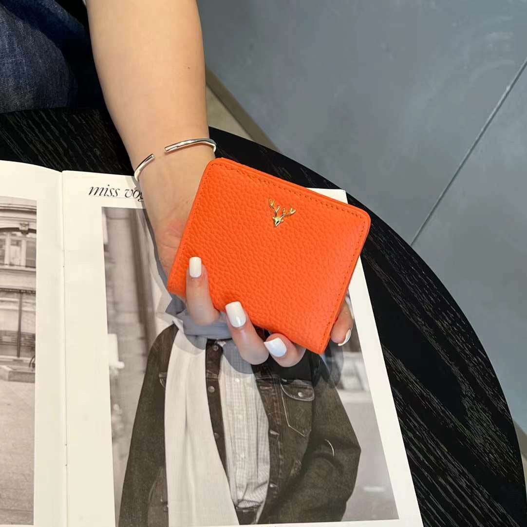 Women's Genuine Leather Antlers Short Fashion Full Cowhide Ladies Wallet