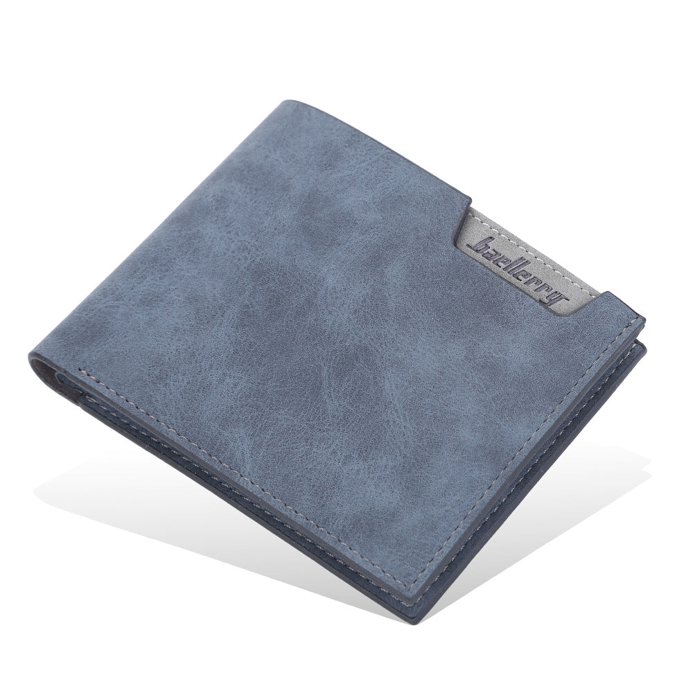Men's Short Multiple Slots Open Matte Leather Men's Wallets