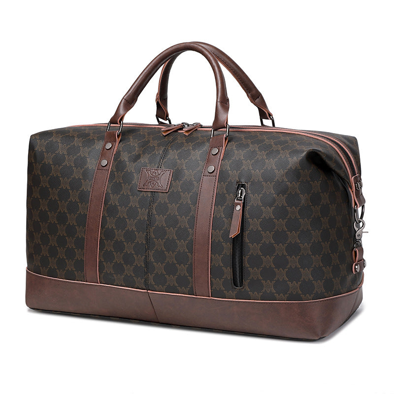 Men's Printed Leather Canvas Traveling Supplies Fitness Travel Bags