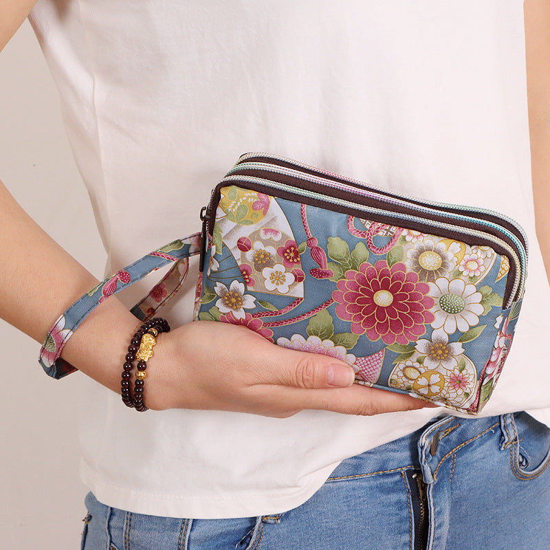 Women's Long Mobile Clutch Fabric Hand Coin Purses
