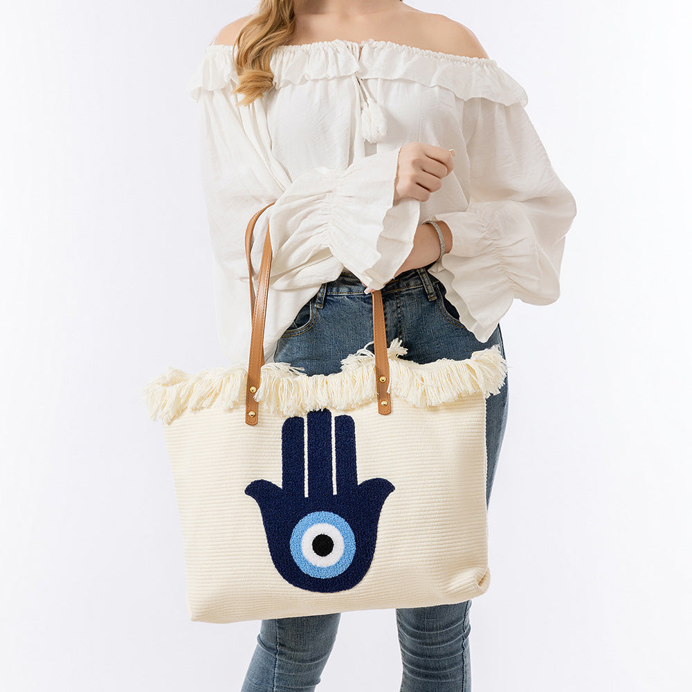 Women's Towel Embroidery Canvas Bohemian Ethnic Style Tote Bags