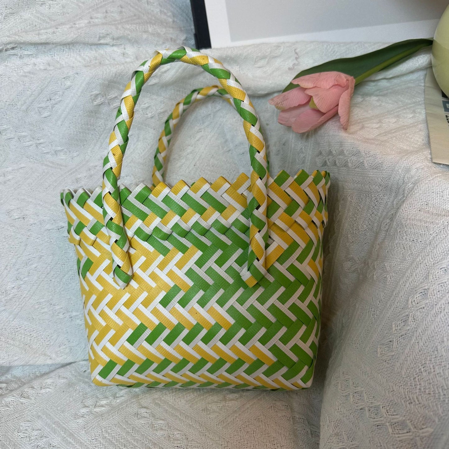 Style Fashion Simple Color Matching Portable Handbags