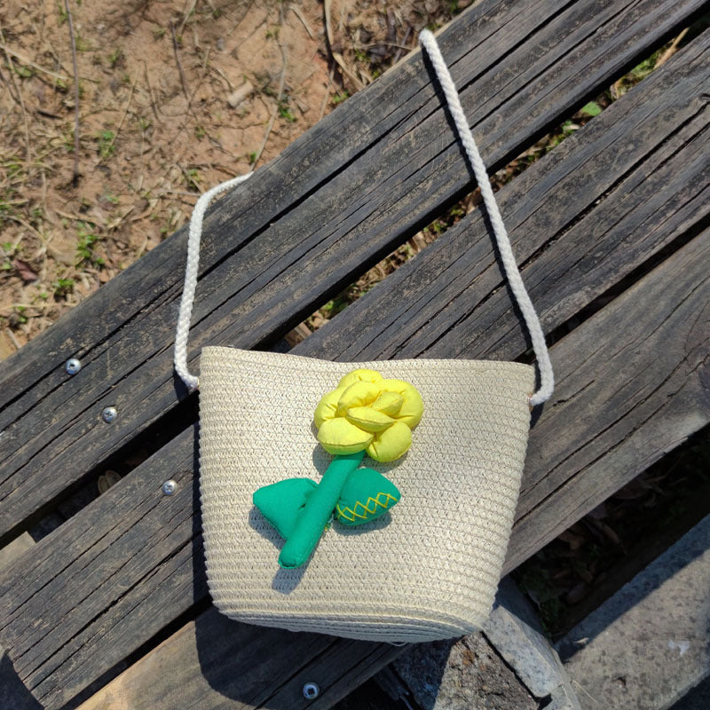 Children's Summer Weaving Straw Cute Mobile Western Phone Bags