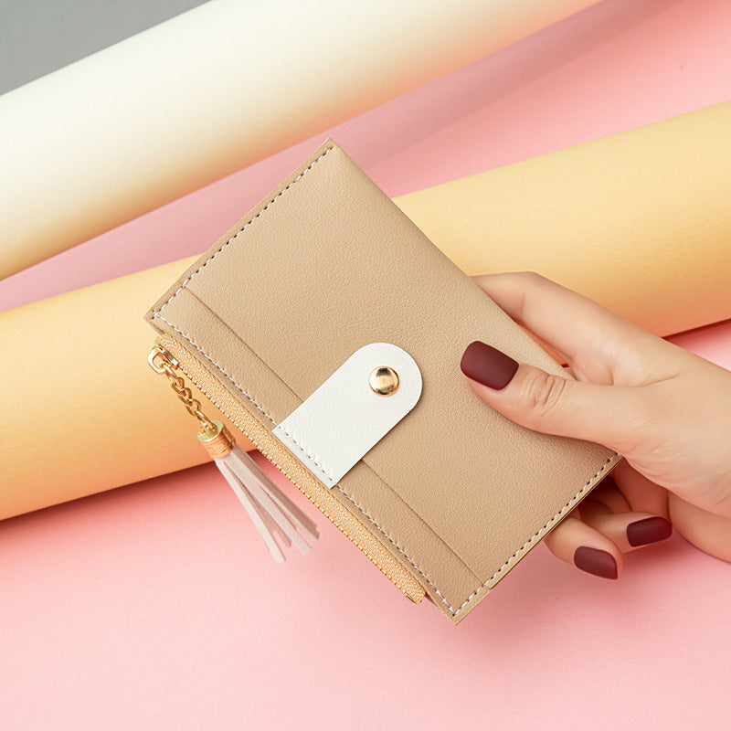 Women's Korean Fresh Tassel Multiple Slots Stitching Ladies Wallet