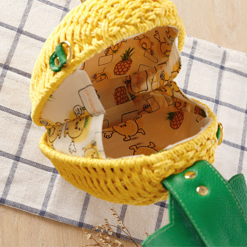 Summer Pastoral Pineapple Holiday Rattan Weave Bags