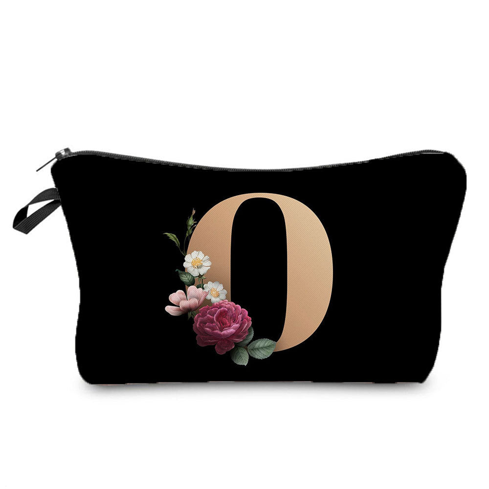 Gold Letter Printing Portable Toiletry Storage Cosmetic Bags