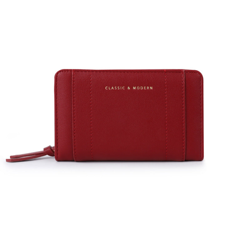 Large Capacity Design Solid Color Two Ladies Wallet
