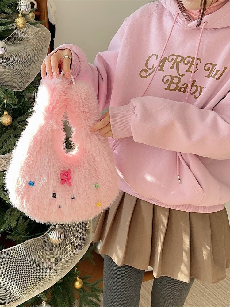 Winter Cute Fashion Plush Puppy Shopping Handbags