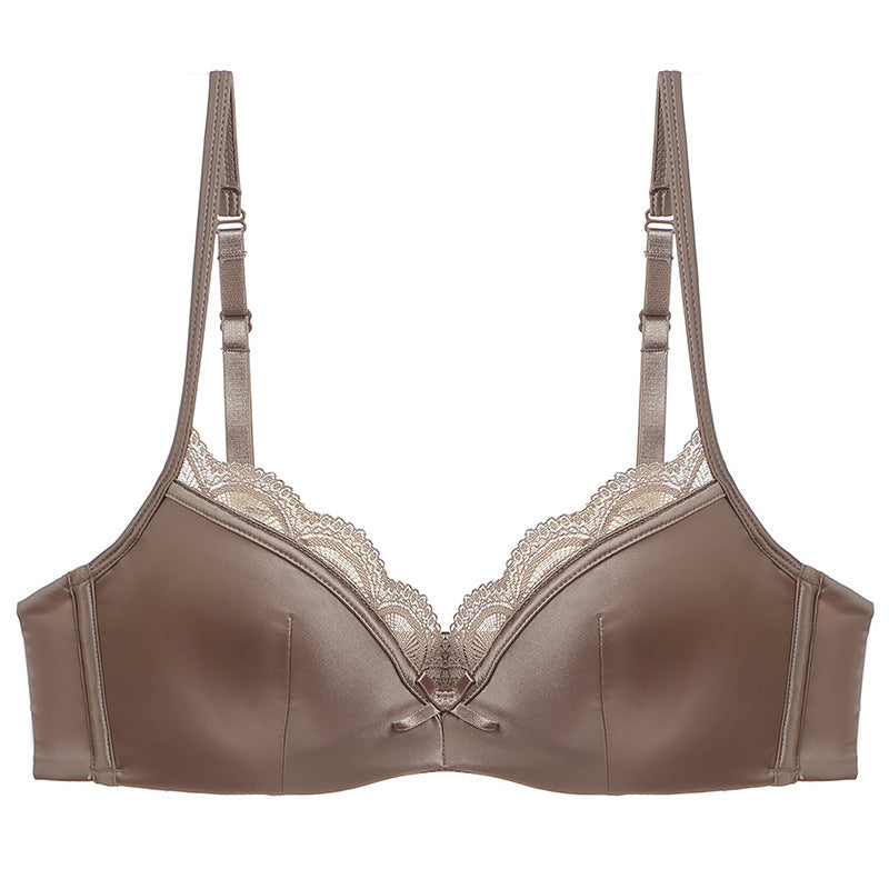 Women's French Style Thin Underwear Glossy Lace Lingerie Sets