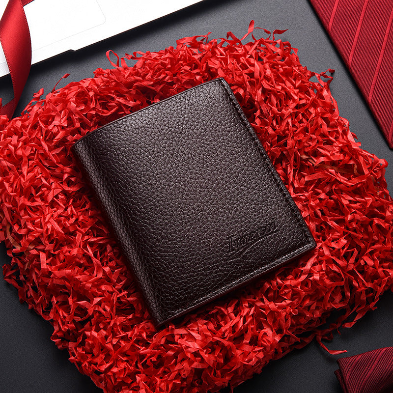 Men's Business Fashion Simple Lychee Pattern Thin Men's Wallets