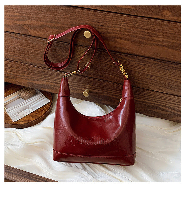 Retro Springtide Flow Solid Color Texture Diagonal One Women's Shoulder Bag
