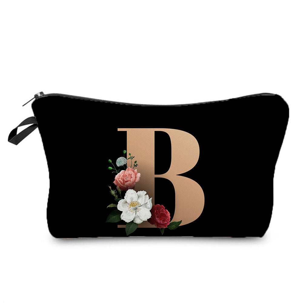 Gold Letter Printing Portable Toiletry Storage Cosmetic Bags