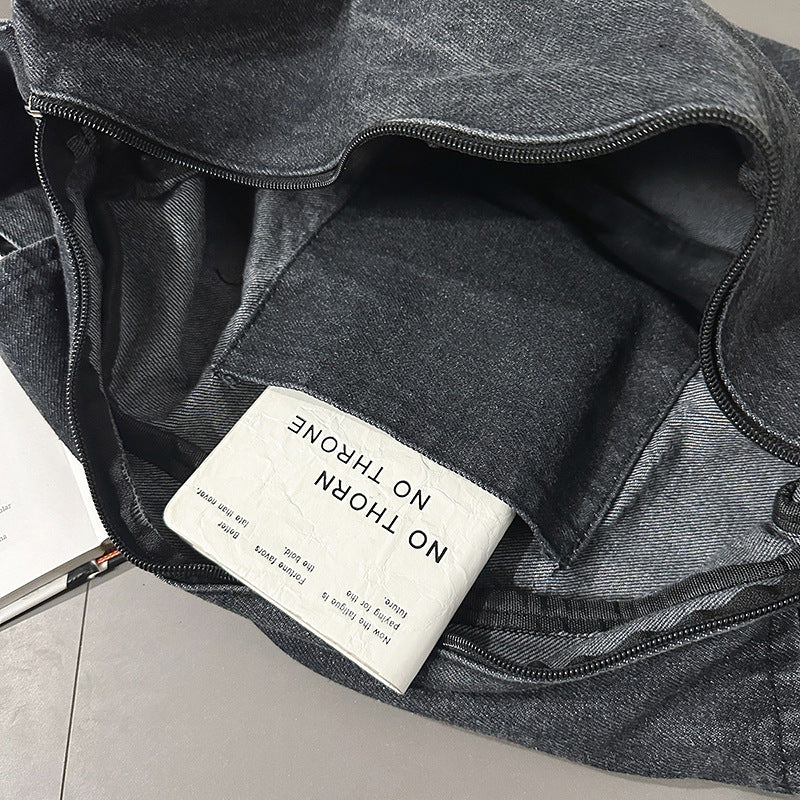 Women's Style Washed Denim Canvas Large Capacity Artistic Women's Messenger Bag