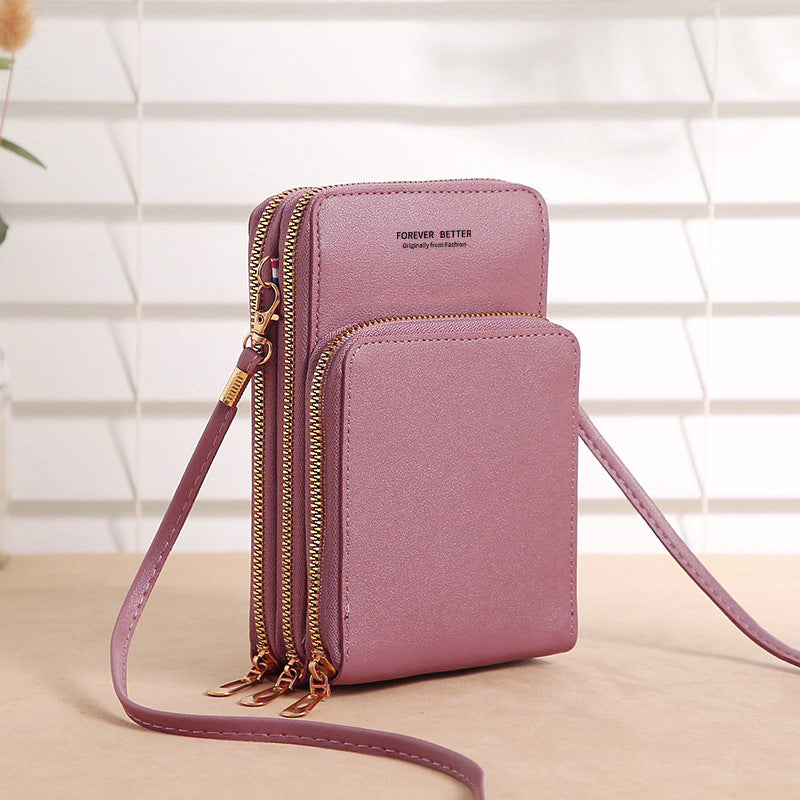 Women's Capacity Solid Color Fashion Simple Touch Screen Phone Bags