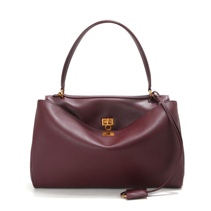 Women's Genuine Leather Strict Retro Soft Large Capacity Commuter Underarm Tote Bags
