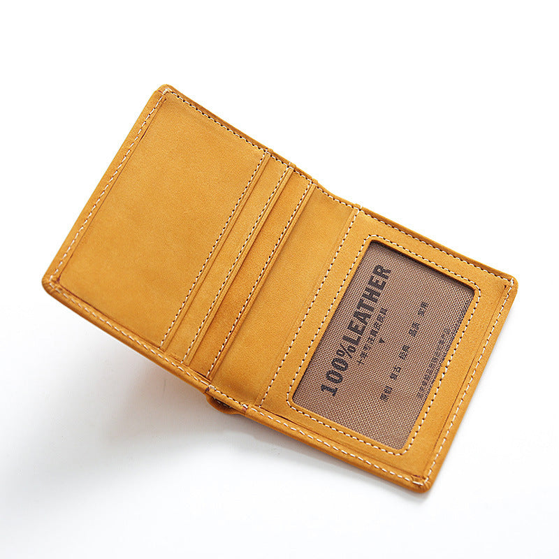 Men's Layer Cowhide Two Fold Simple Retro Genuine Leather Driving License Men's Wallet