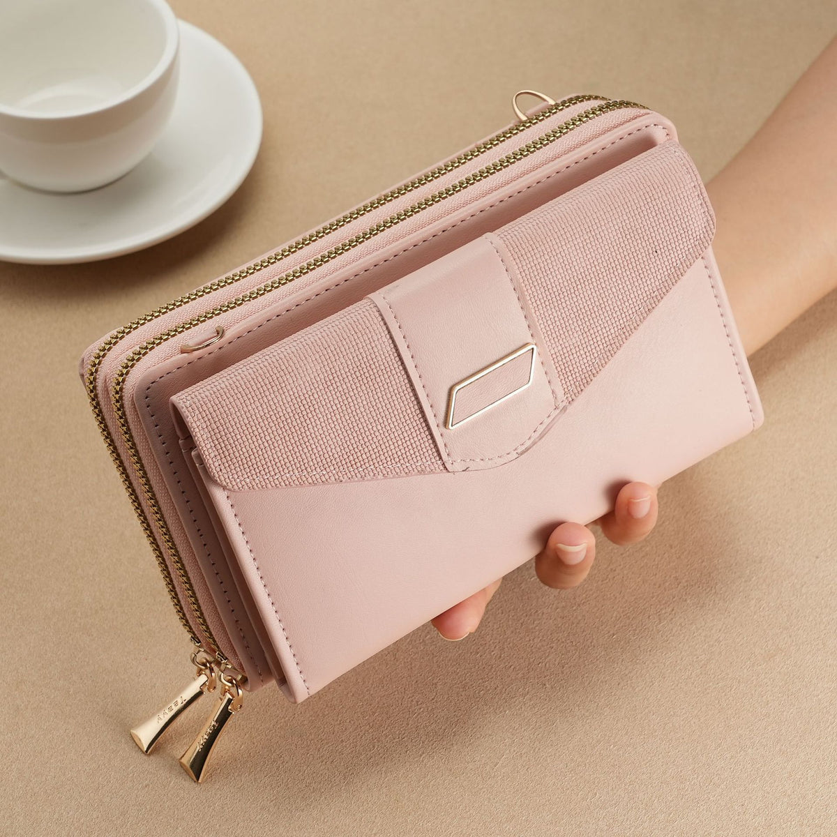 Women's Mobile Long Korean Style Double Zipper Large Phone Bags