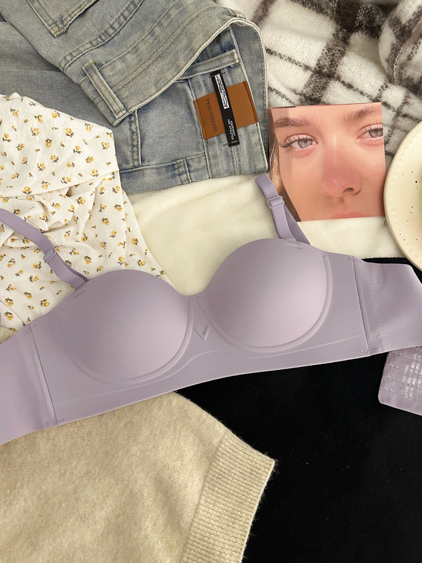 Underwear Small Breast Thin Upper Support Without Steel Lingerie Sets
