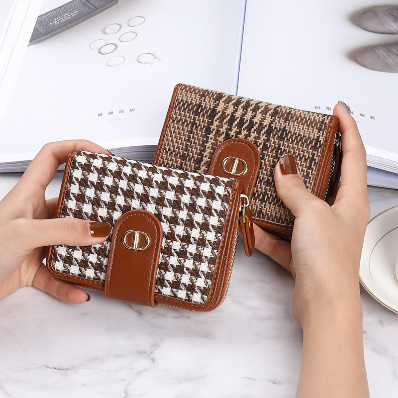 Women's Light Luxury Short Canvas Multiple Slots Ladies Wallets