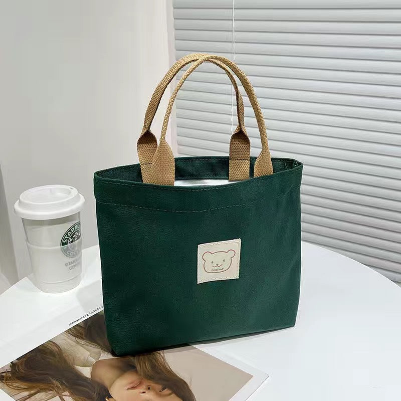 Cute Cloth Label Bear Canvas Shopping Daily Commuting Bags
