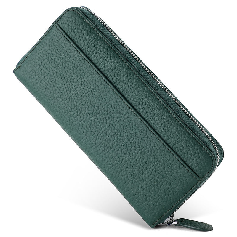 Women's Genuine Leather Long Zipper Clutch Bags